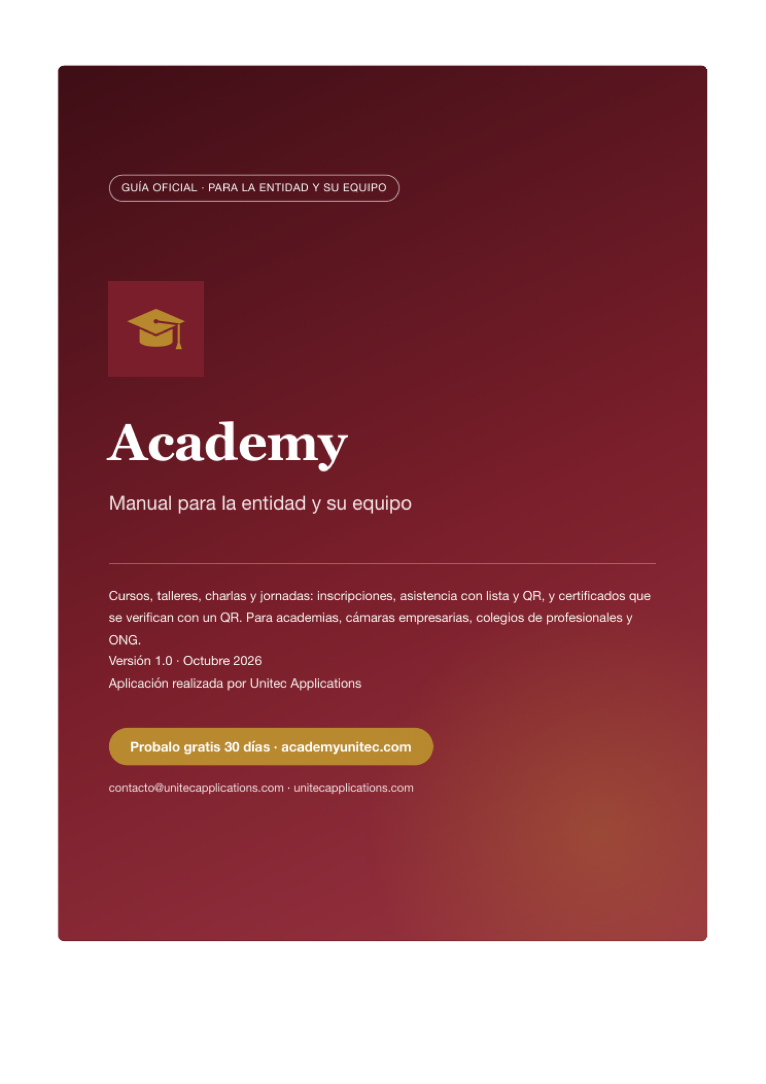 Portada del manual de Academy para la entidad