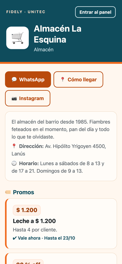 La vidriera del comercio, con sus promos y productos