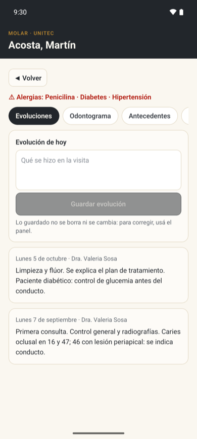 La historia clínica: alertas, evoluciones y odontograma