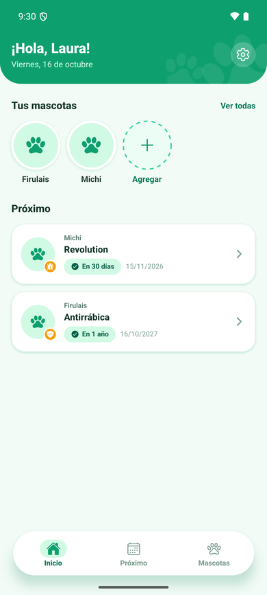 Inicio con remedios del día, turnos y lo próximo