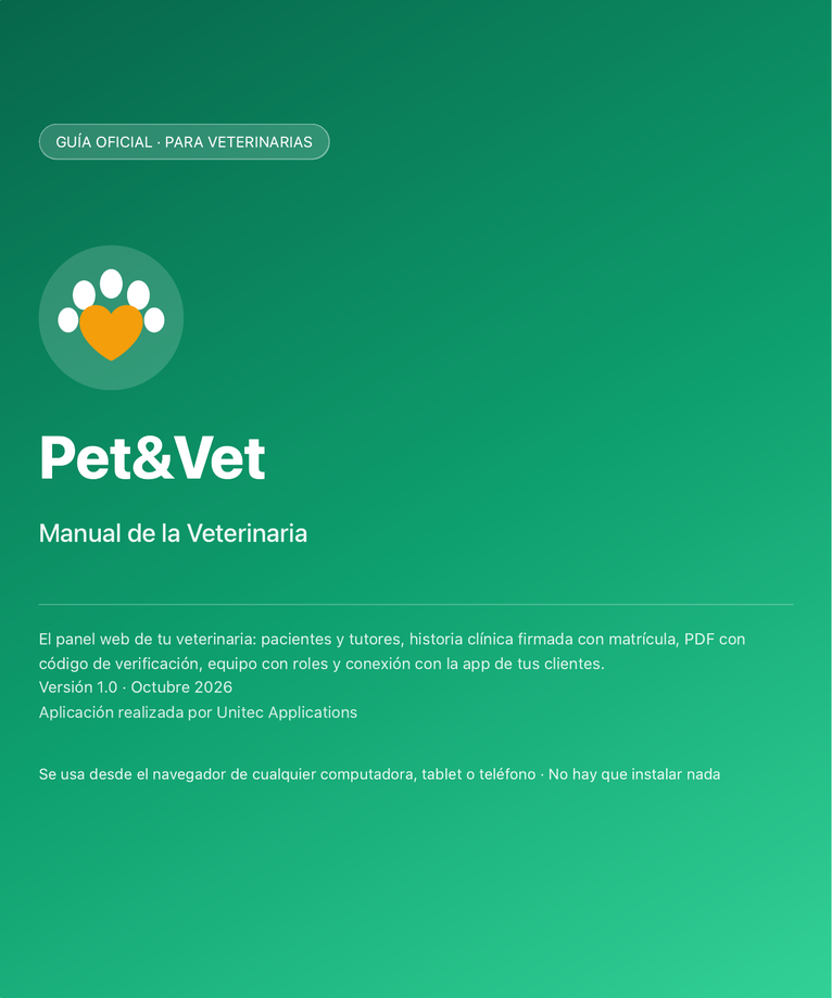 Portada del manual de la veterinaria de Pet&Vet